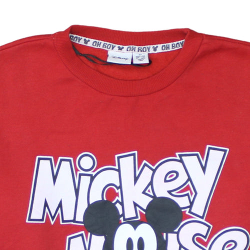 Disney Women Red Mickey Mouse Pullover Sweatshirt XS