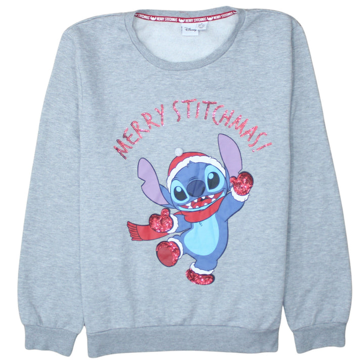 Disney Women Grey Stitch Christmas Sweatshirt Size M 12/14