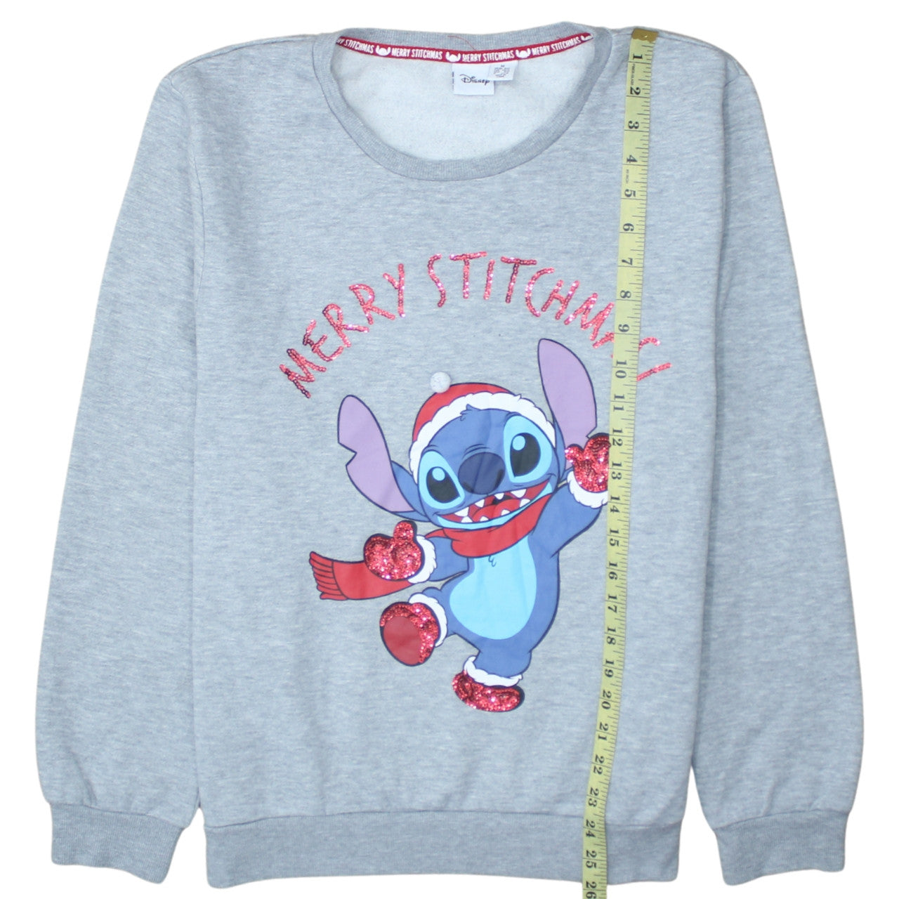 Disney Women Grey Stitch Christmas Sweatshirt Size M 12/14