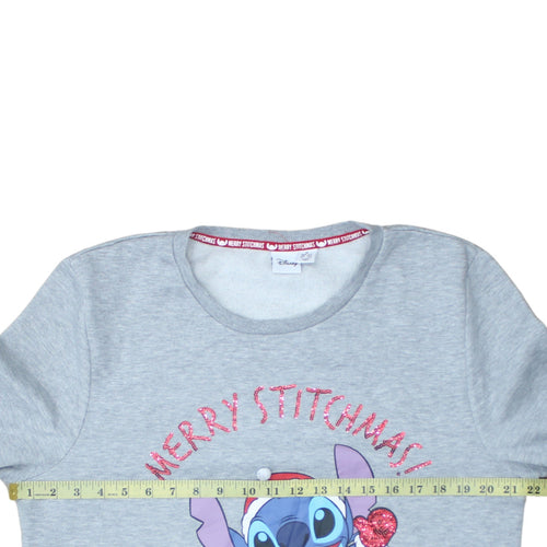 Disney Women Grey Stitch Christmas Sweatshirt Size M 12/14