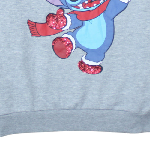 Disney Women Grey Stitch Christmas Sweatshirt Size M 12/14