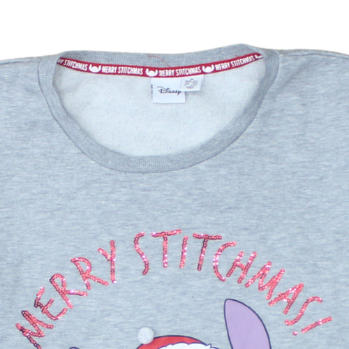 Disney Women Grey Stitch Christmas Sweatshirt Size M 12/14