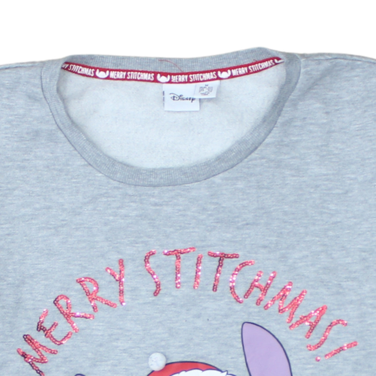 Disney Women Grey Stitch Christmas Sweatshirt Size M 12/14