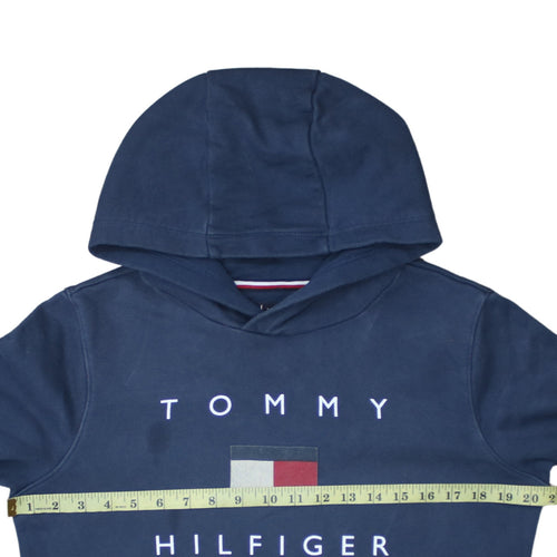 Tommy Hilfiger Boys Blue Pullover Hoodie Size 176 Logo Cotton Sweatshirt