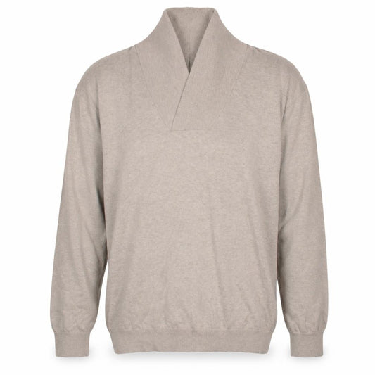 Front view of Nautica Men's Beige 2XL Cotton V-Neck jumper