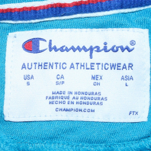 Champion Men's Blue Pullover Hoodie Size S Fleece Logo Sweatshirt