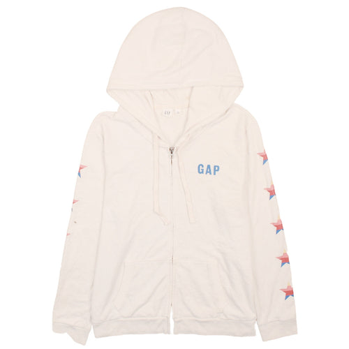 GAP Men’s White XL Full Zip Hoodie with Star Sleeves