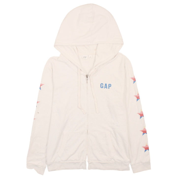 GAP Men’s White XL Full Zip Hoodie with Star Sleeves