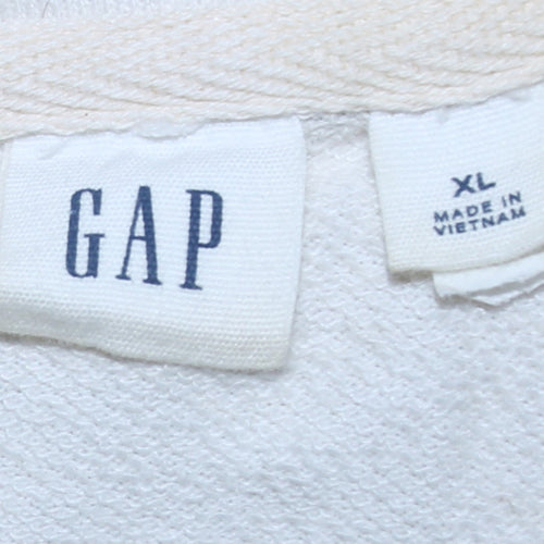 GAP Men’s White XL Full Zip Hoodie with Star Sleeves