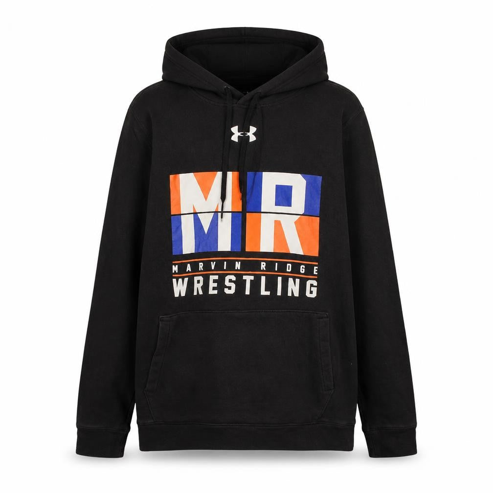 Front view of Under Armour Men's Black Wrestling Hoodie Small Pullover Fleece