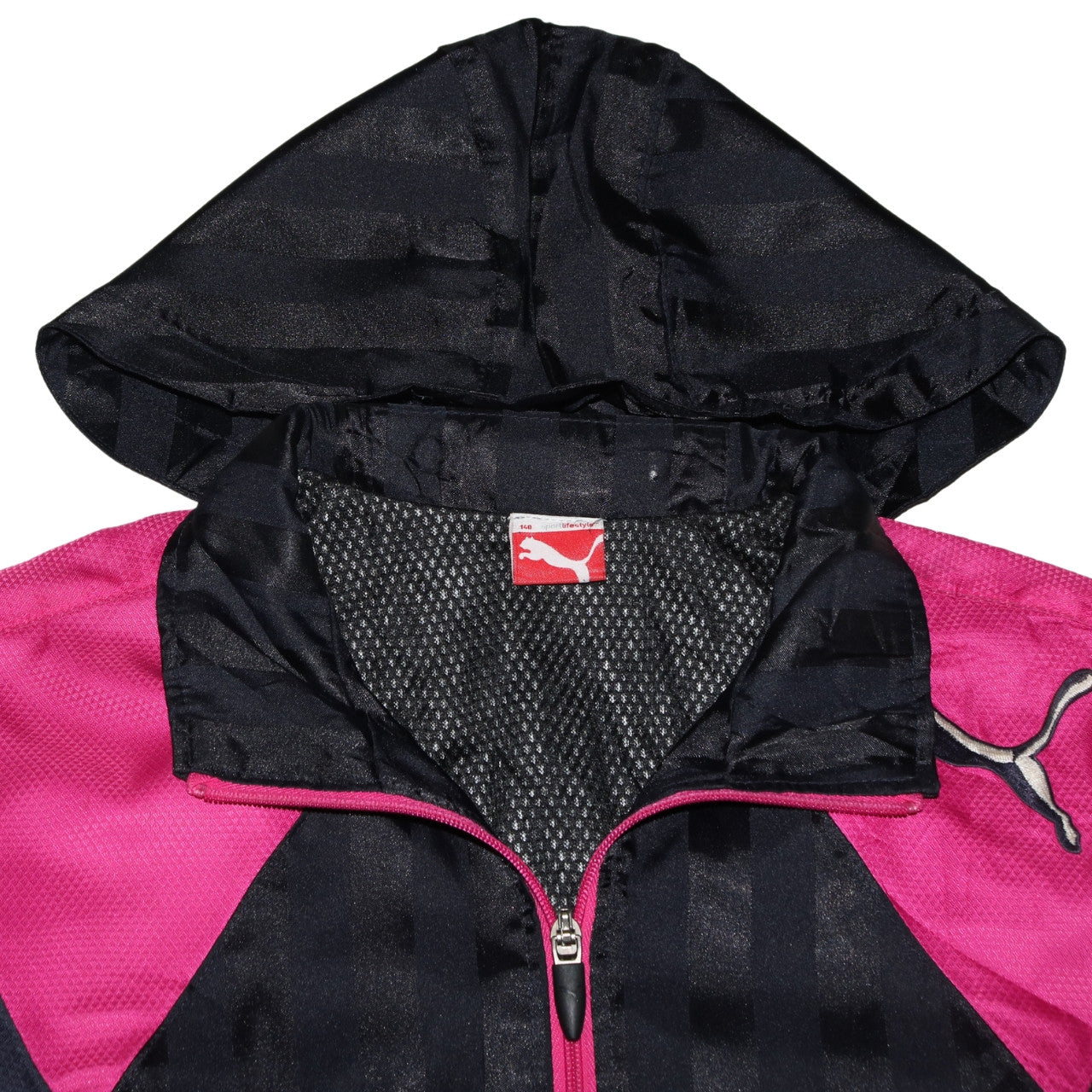 Puma Boys Black Pink Hooded Windbreaker Jacket 12 Years