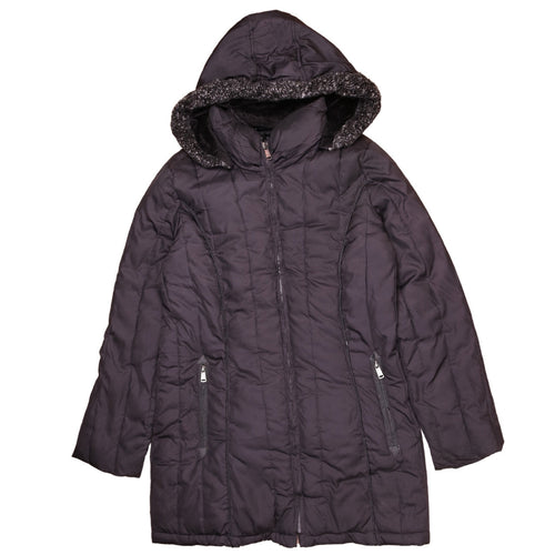 Nautica Men's Black L Hooded Long Puffer Coat Winter Warm