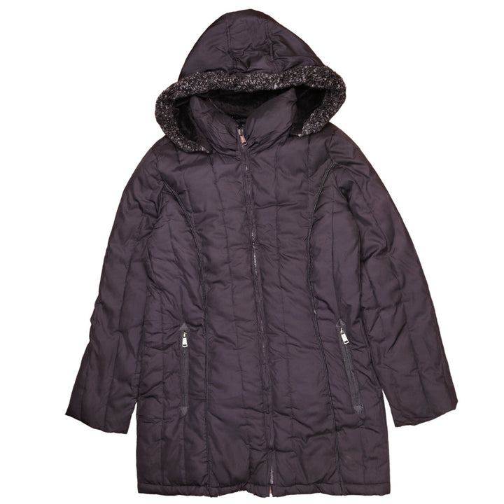 Nautica Men's Black L Hooded Long Puffer Coat Winter Warm