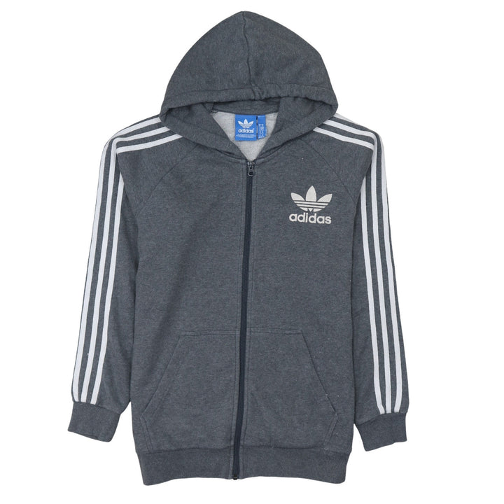 Adidas Men Grey Full Zip Hoodie Size M Regular Fit Sportswear