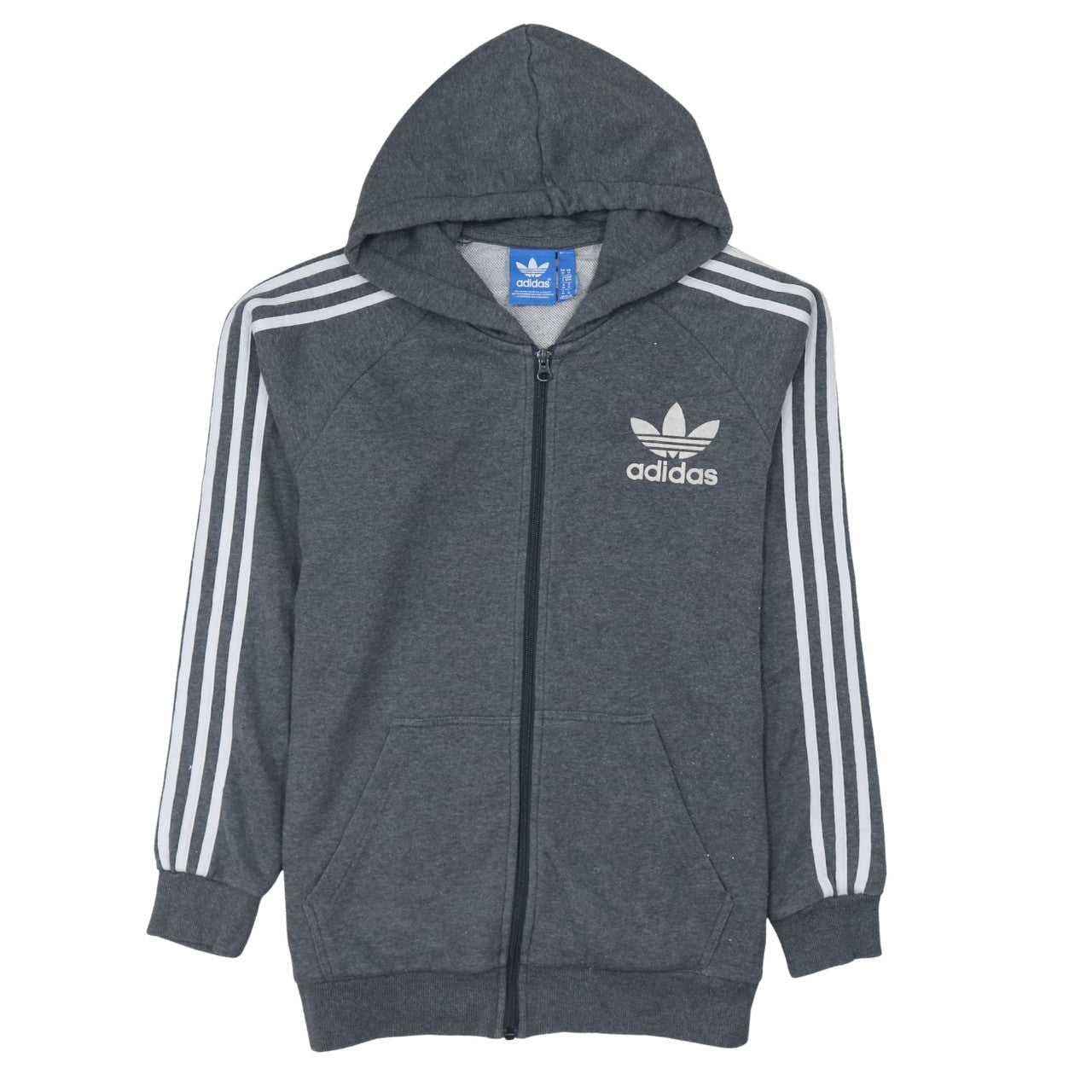 Adidas Men Grey Full Zip Hoodie Size M Regular Fit Sportswear
