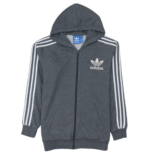 Adidas Men Grey Full Zip Hoodie Size M Regular Fit Sportswear