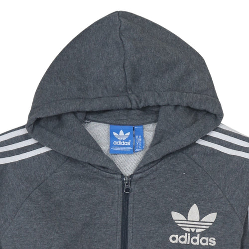 Adidas Men Grey Full Zip Hoodie Size M Regular Fit Sportswear