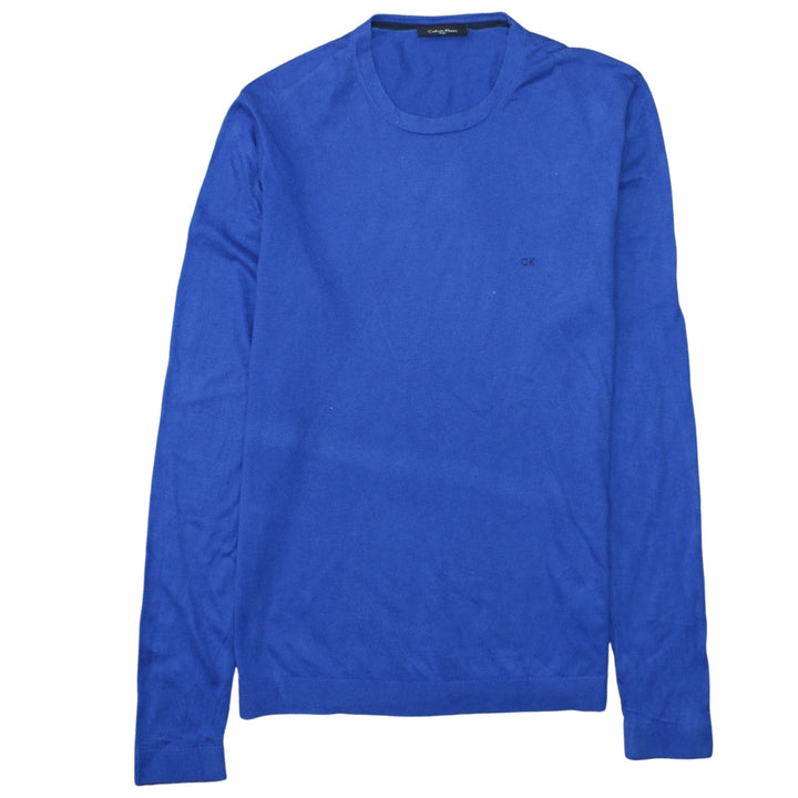 Calvin Klein Men Blue Cotton Silk Crew Neck Jumper Size L