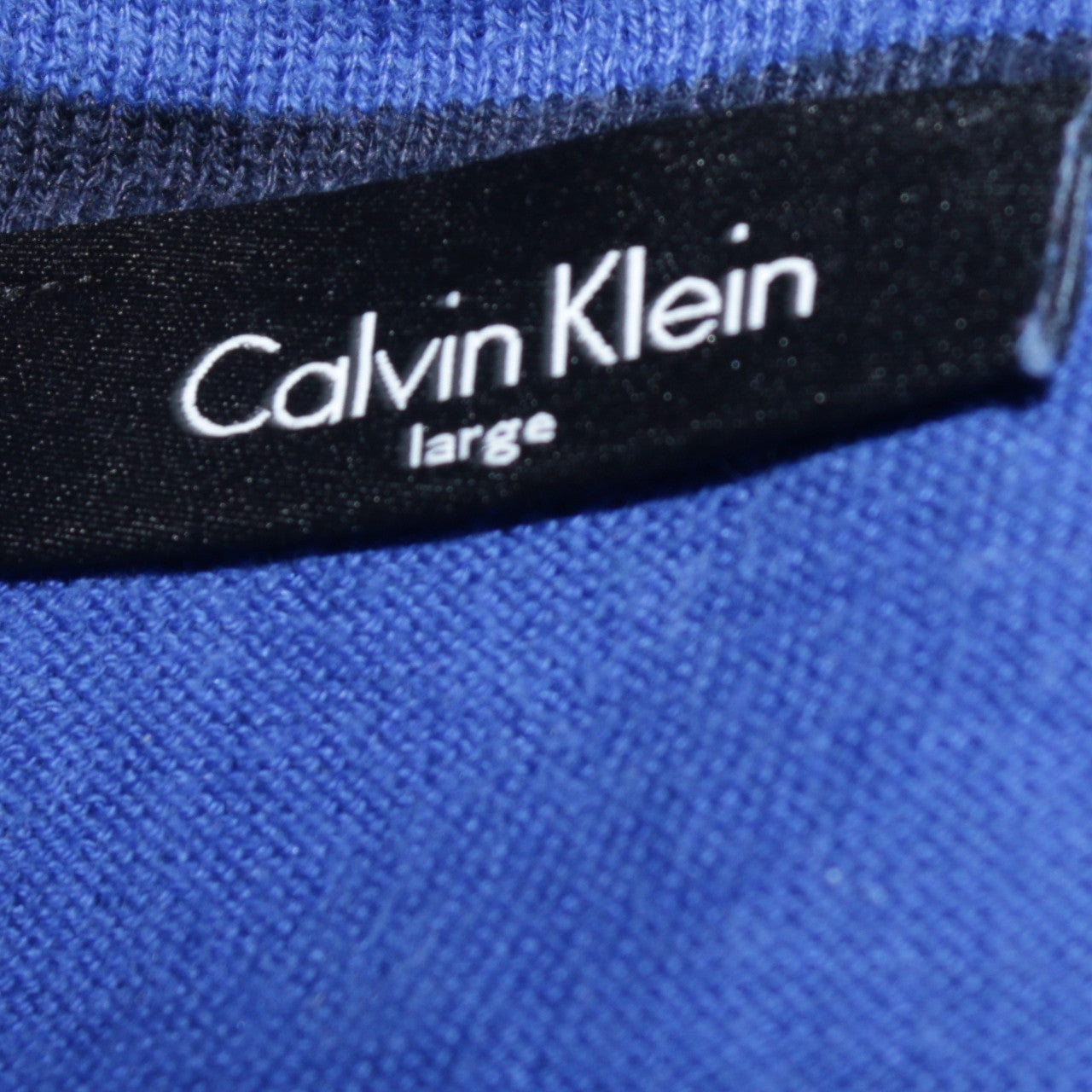 Calvin Klein Men Blue Cotton Silk Crew Neck Jumper Size L