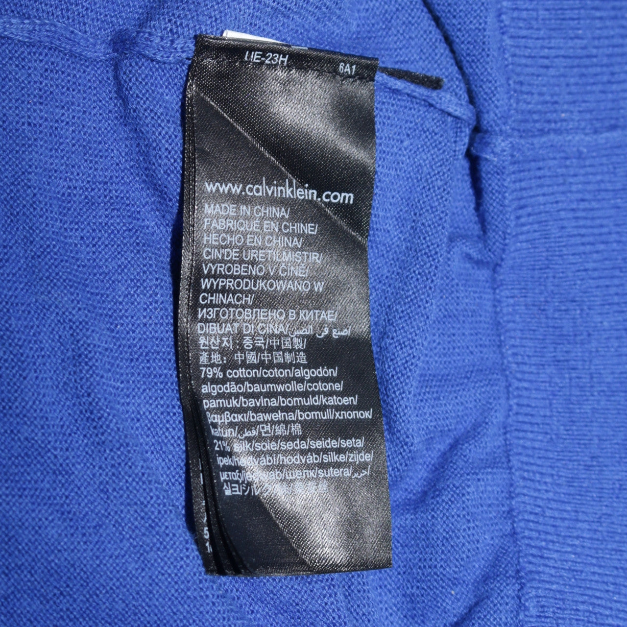Calvin Klein Men Blue Cotton Silk Crew Neck Jumper Size L