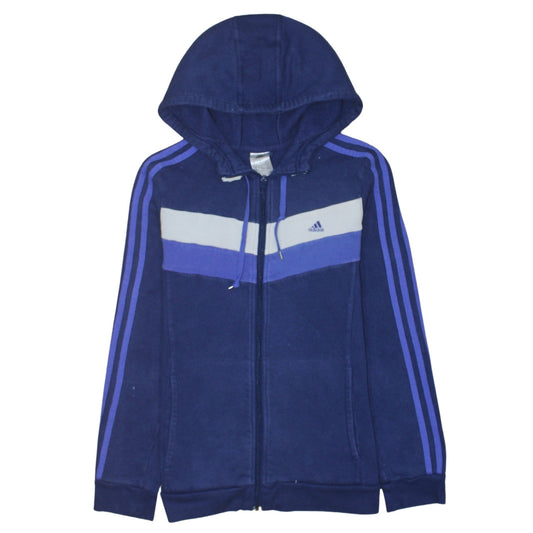 Adidas Women's Blue Full Zip Hoodie Medium Hooded Sportswear