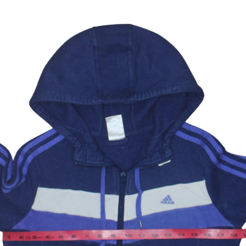 Adidas Women's Blue Full Zip Hoodie Medium Hooded Sportswear
