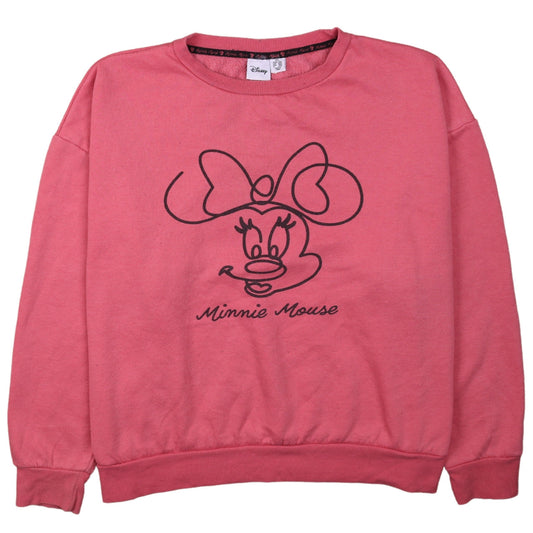 Disney Women Pink Minnie Mouse Sweatshirt 2XL Pullover Cotton Blend