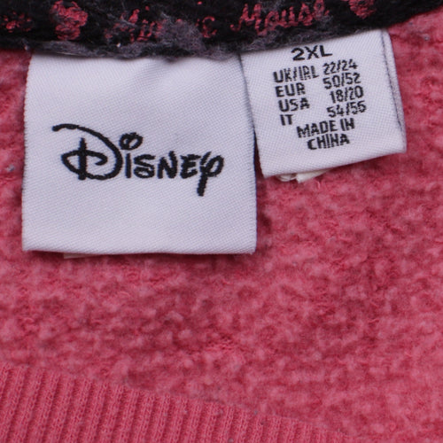 Disney Women Pink Minnie Mouse Sweatshirt 2XL Pullover Cotton Blend