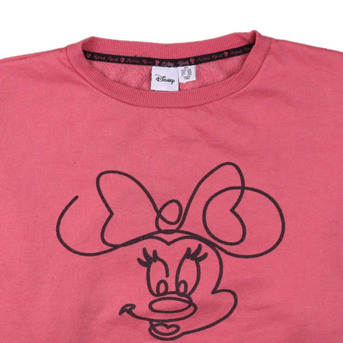 Disney Women Pink Minnie Mouse Sweatshirt 2XL Pullover Cotton Blend