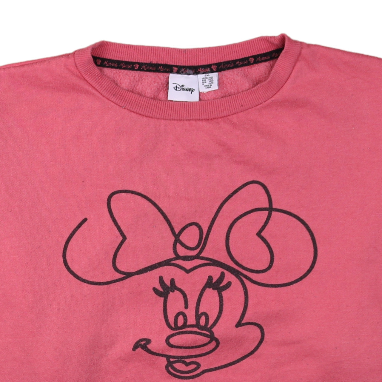 Disney Women Pink Minnie Mouse Sweatshirt 2XL Pullover Cotton Blend