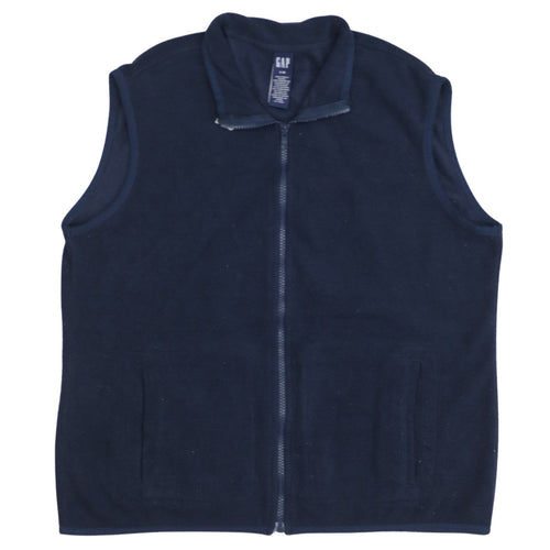 GAP Women’s Blue Fleece Waistcoat L Full Zip Sleeveless Casual Vest