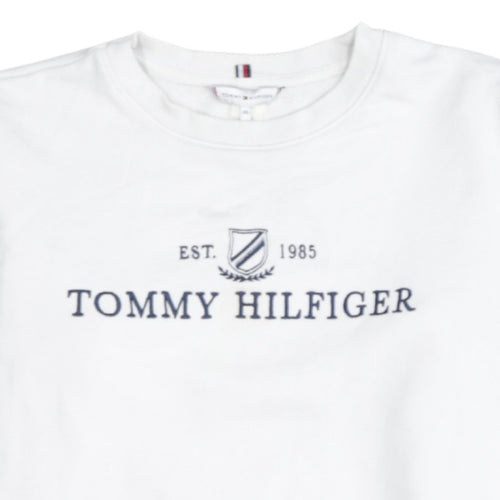 Tommy Hilfiger Women's White XS Pullover Sweatshirt Logo Crew Neck