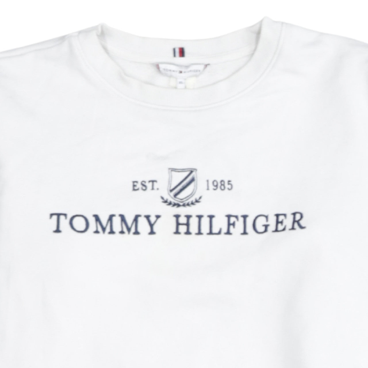 Tommy Hilfiger Women's White XS Pullover Sweatshirt Logo Crew Neck