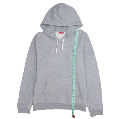 Puma Women Grey Hoodie XL Relaxed Fit Cotton Blend Pullover