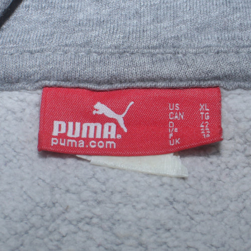 Puma Women Grey Hoodie XL Relaxed Fit Cotton Blend Pullover