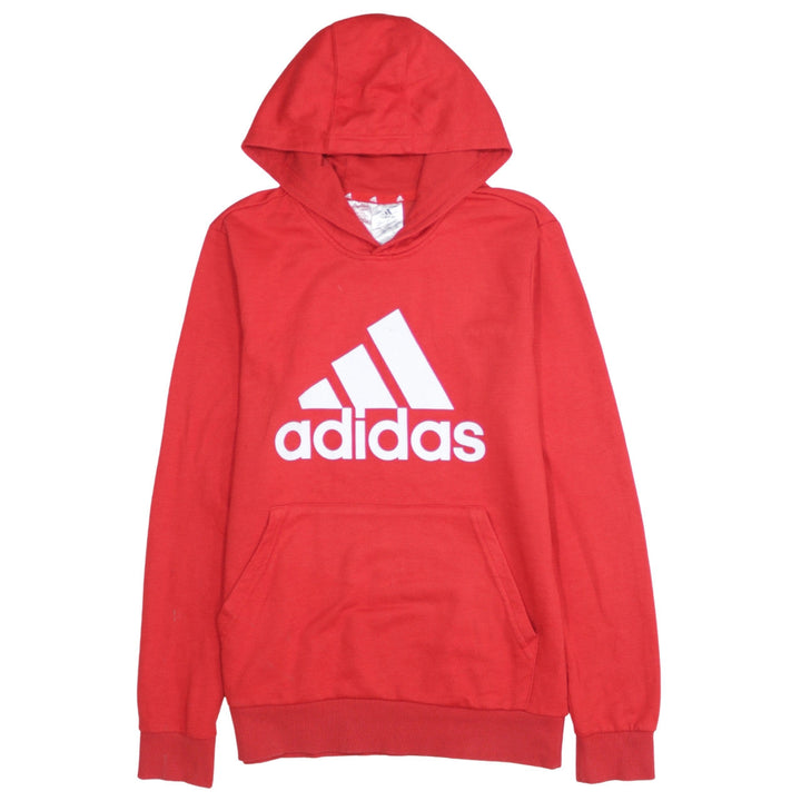 Adidas Boys Red Pullover Hoodie 13-14 Years Cotton Blend Logo Sweatshirt