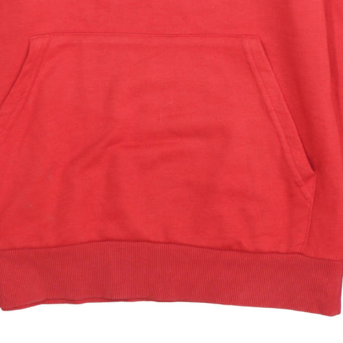 Adidas Boys Red Pullover Hoodie 13-14 Years Cotton Blend Logo Sweatshirt