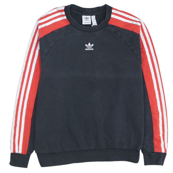 Adidas Women Black Red Crew Neck Pullover Sweatshirt UK 6 XS