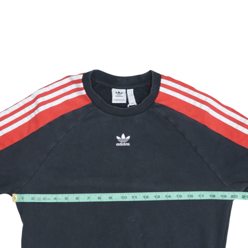Adidas Women Black Red Crew Neck Pullover Sweatshirt UK 6 XS