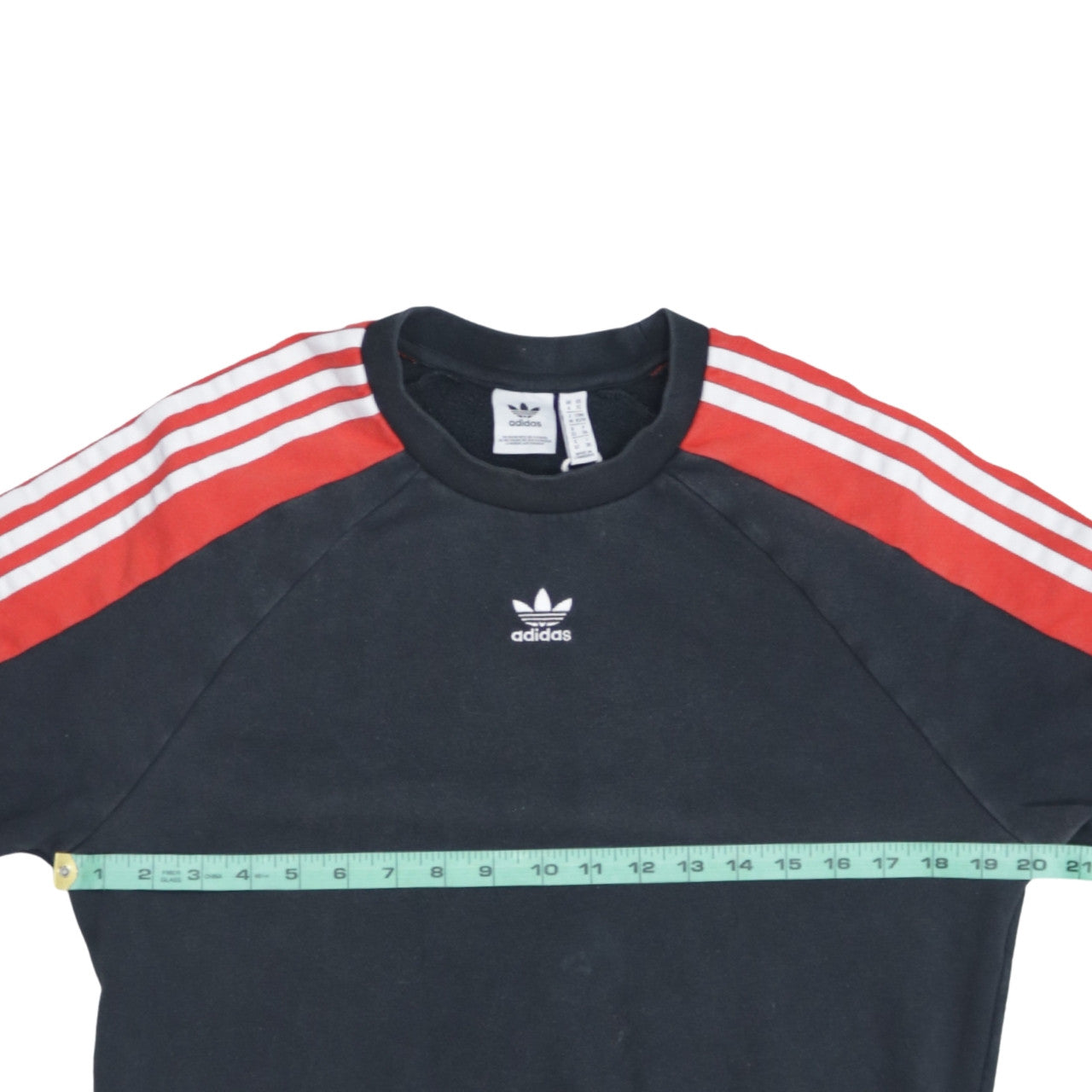 Adidas Women Black Red Crew Neck Pullover Sweatshirt UK 6 XS