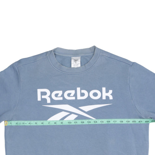 Reebok Men's Blue Logo Crew Neck Fleece Sweatshirt Size M