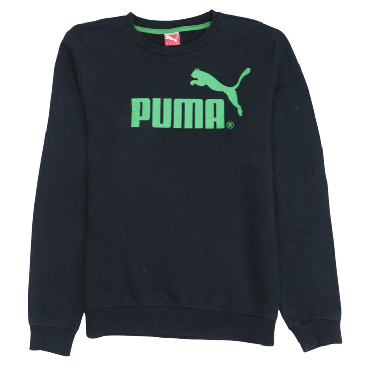 Puma Boys Black Crew Neck Graphic Logo Pullover Sweatshirt 14 Years