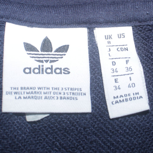 Adidas Women's Navy Blue Full Zip Hoodie UK 8 Cotton Blend Casual
