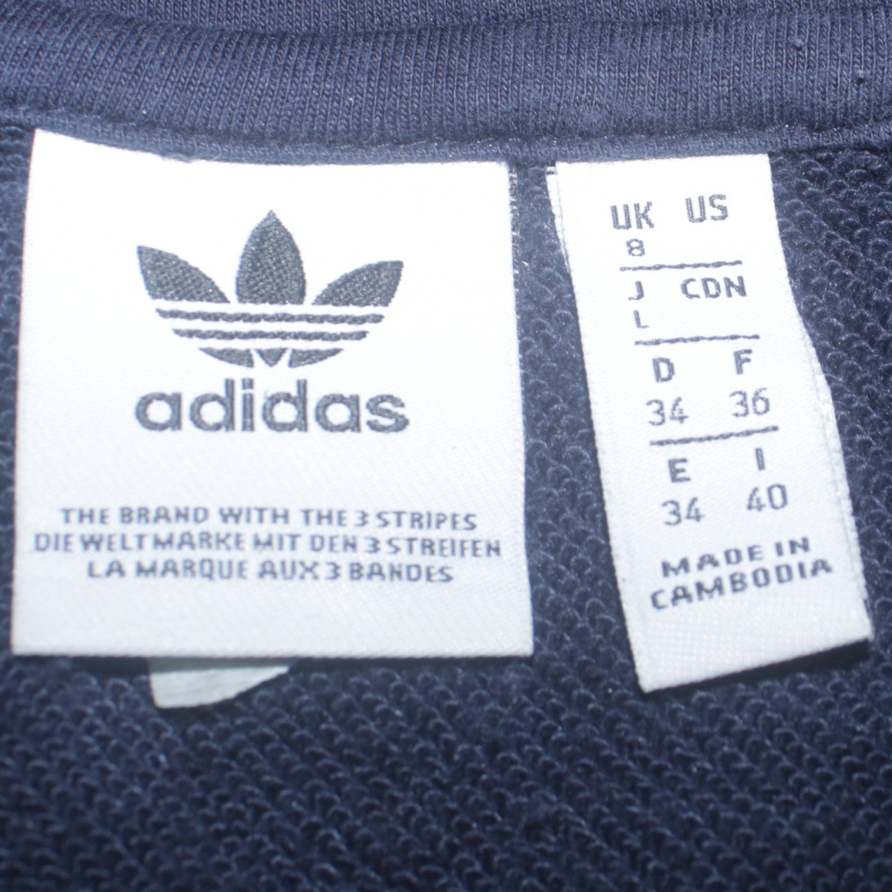 Adidas Women's Navy Blue Full Zip Hoodie UK 8 Cotton Blend Casual