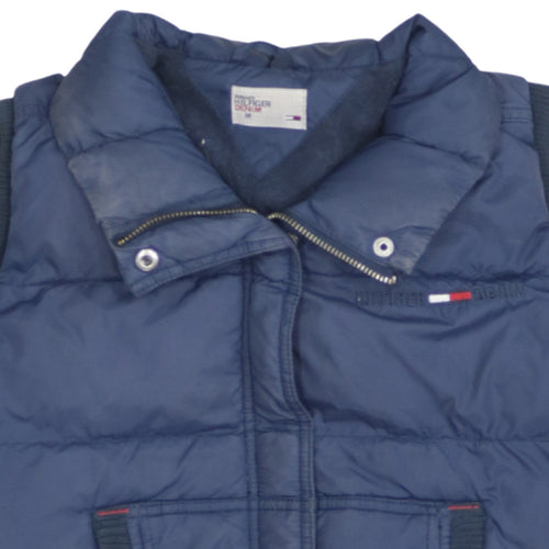 Tommy Hilfiger Women Blue Puffer Waistcoat M Sleeveless Zip