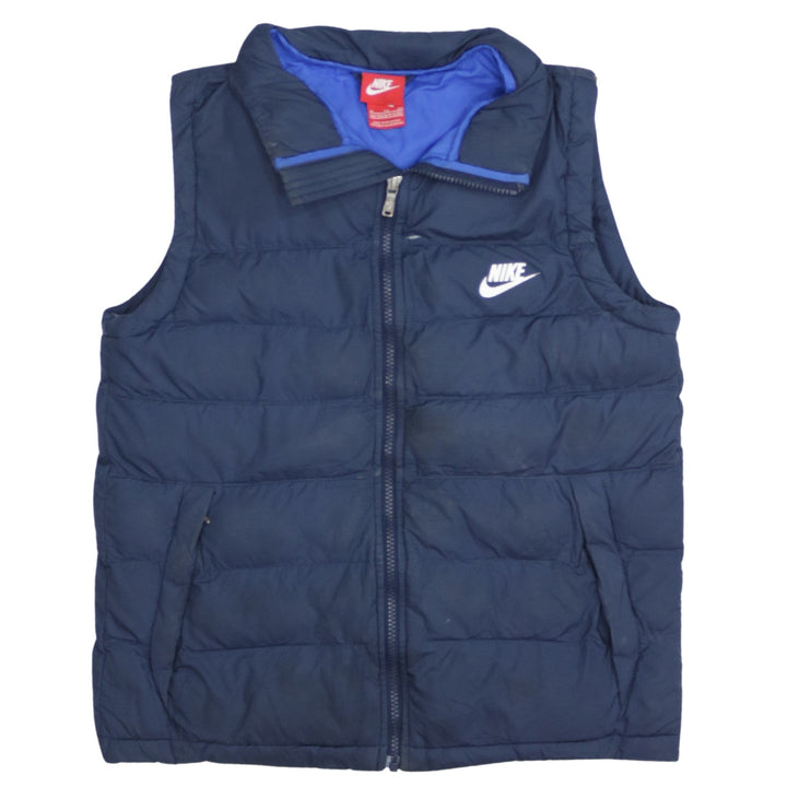 Nike Boys Blue Puffer Gilet Waistcoat XL 13-15 Years Lined Full Zip