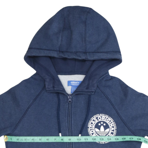 Adidas Originals Women's Blue Full Zip Hoodie UK 12 Cotton Blend