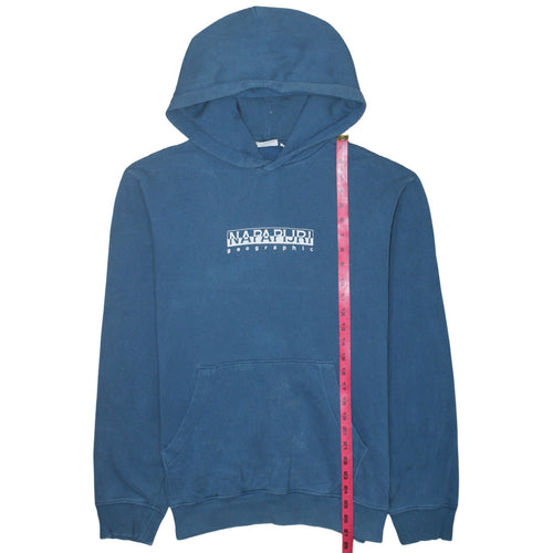 Napapijri Men's Blue Pullover Hoodie Size S Logo Graphic Cotton