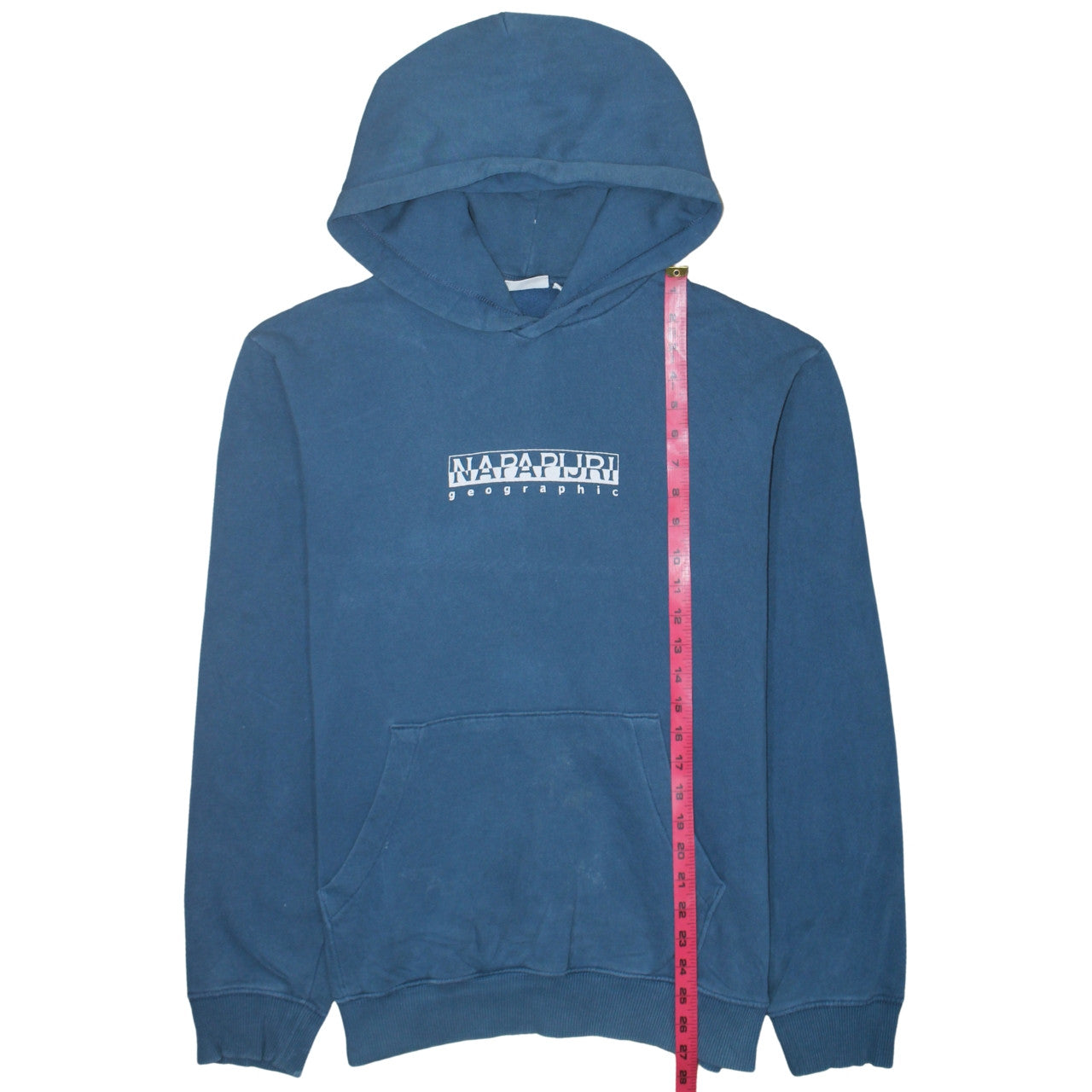 Napapijri Men's Blue Pullover Hoodie Size S Logo Graphic Cotton