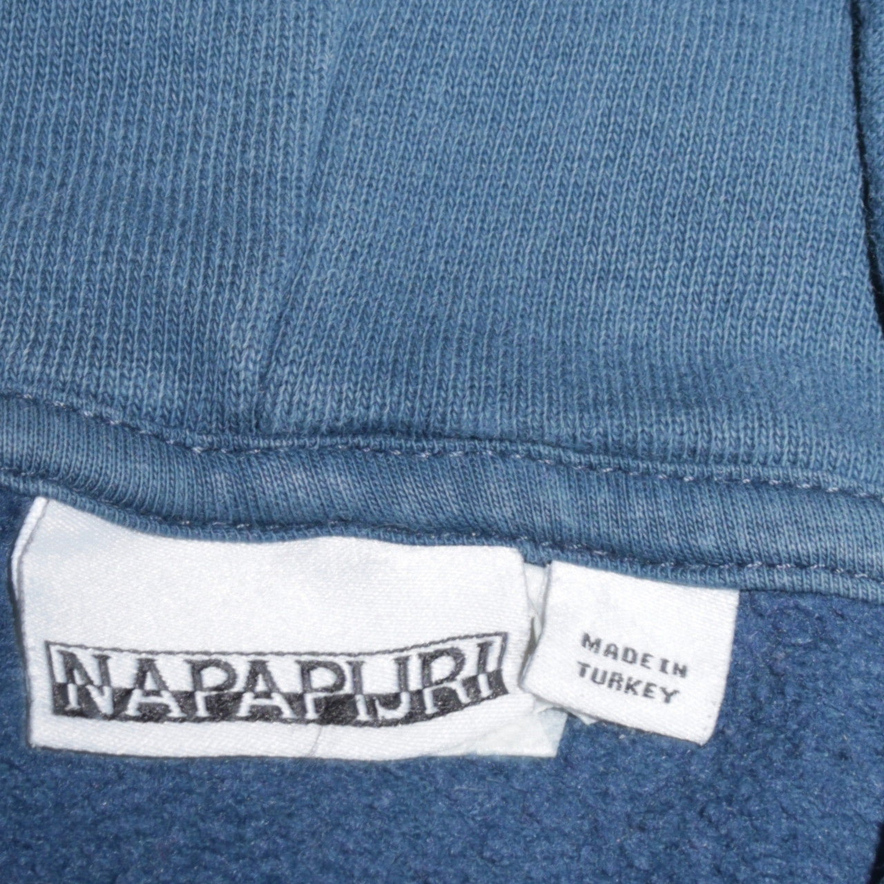 Napapijri Men's Blue Pullover Hoodie Size S Logo Graphic Cotton